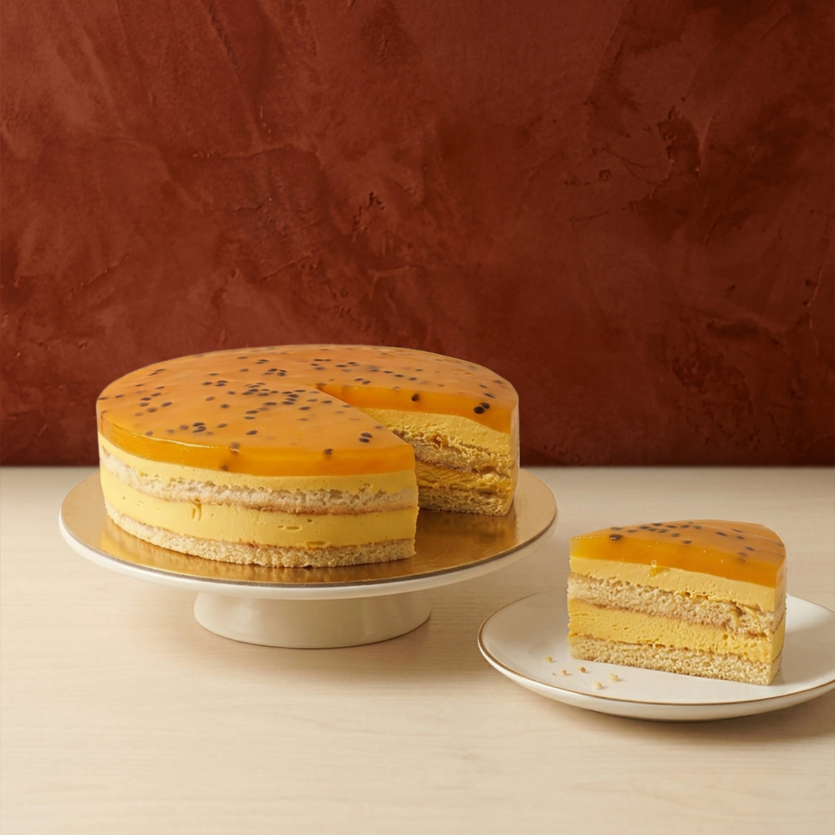 Mango & Passion Fruit Curd Cake